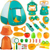 Aokiwo 45Pcs Kids Camping Tent Set, Pop Up Play Tent With Camping Gear Tools Indoor Outdoor Pretend Play Set For Toddler Boys/Girls - Including Telescope, Walkie Talkie, Camping Tent, Stove, And Etc