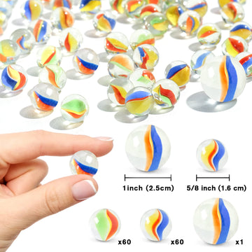 Poplay 61Pcs Marbles Games For Kids, With Gift Box For Marbles Run Games, Classroom Crafts Supplies Kit