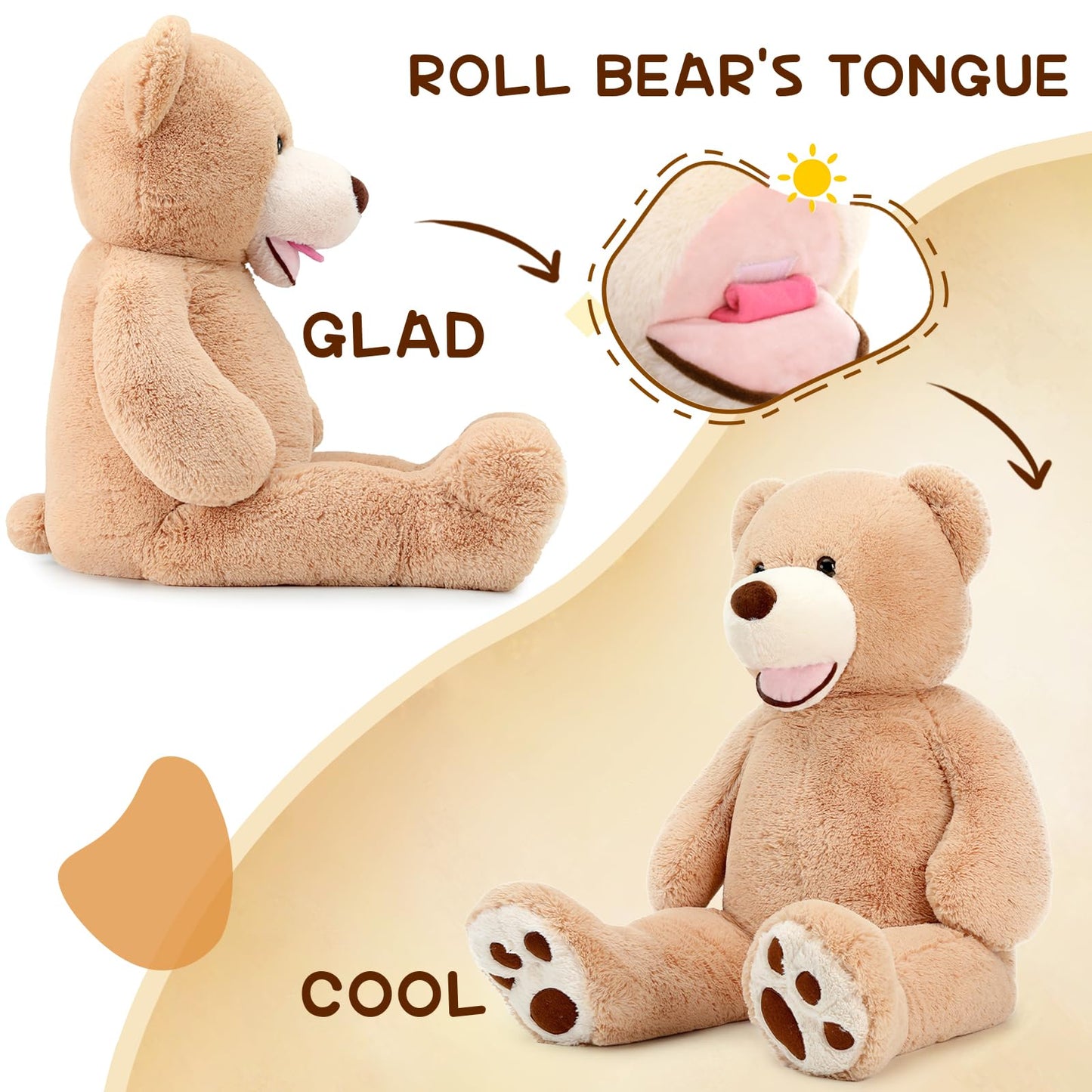 Morismos Big Teddy Bear 4 Feet Stuffed Animal For Girlfriend,Large Teddy Bear For Valentine, 47 Inch Stuffed Bear Baby Shower,Li