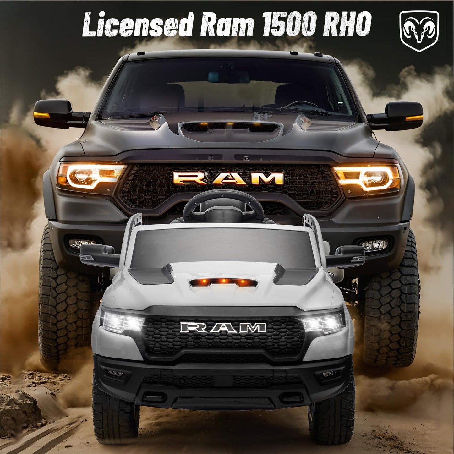 Segmart Licensed Ram 1500 Ride On Toys For Kids 4-8, 12V Ride-On Electric Car For Kids With Remote Control, Battery Powered With