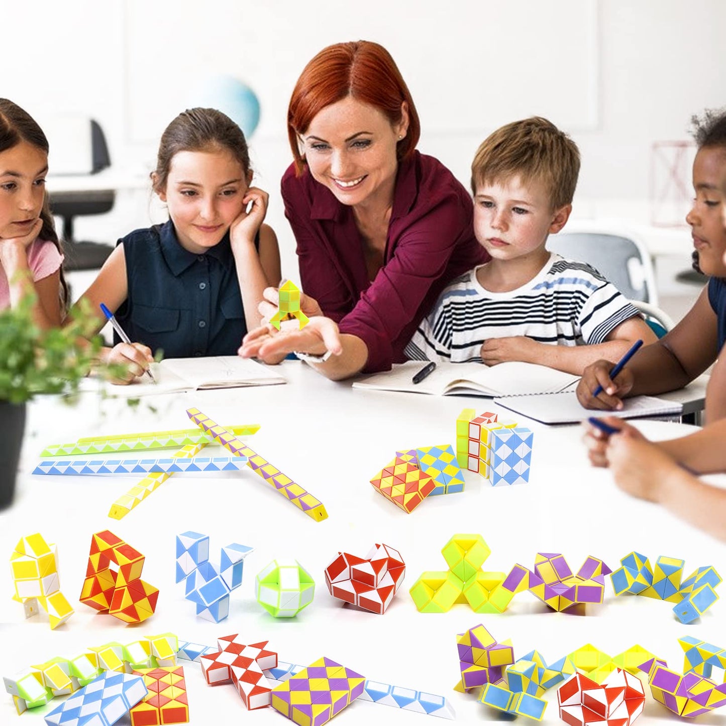 LENDOD 24 Pack 24 Blocks Mini Fidget Snake Cube Mini Twist Puzzle Cubes Magic Speed Cubes Toy for Kids Party Bag Fillers Party Supplies