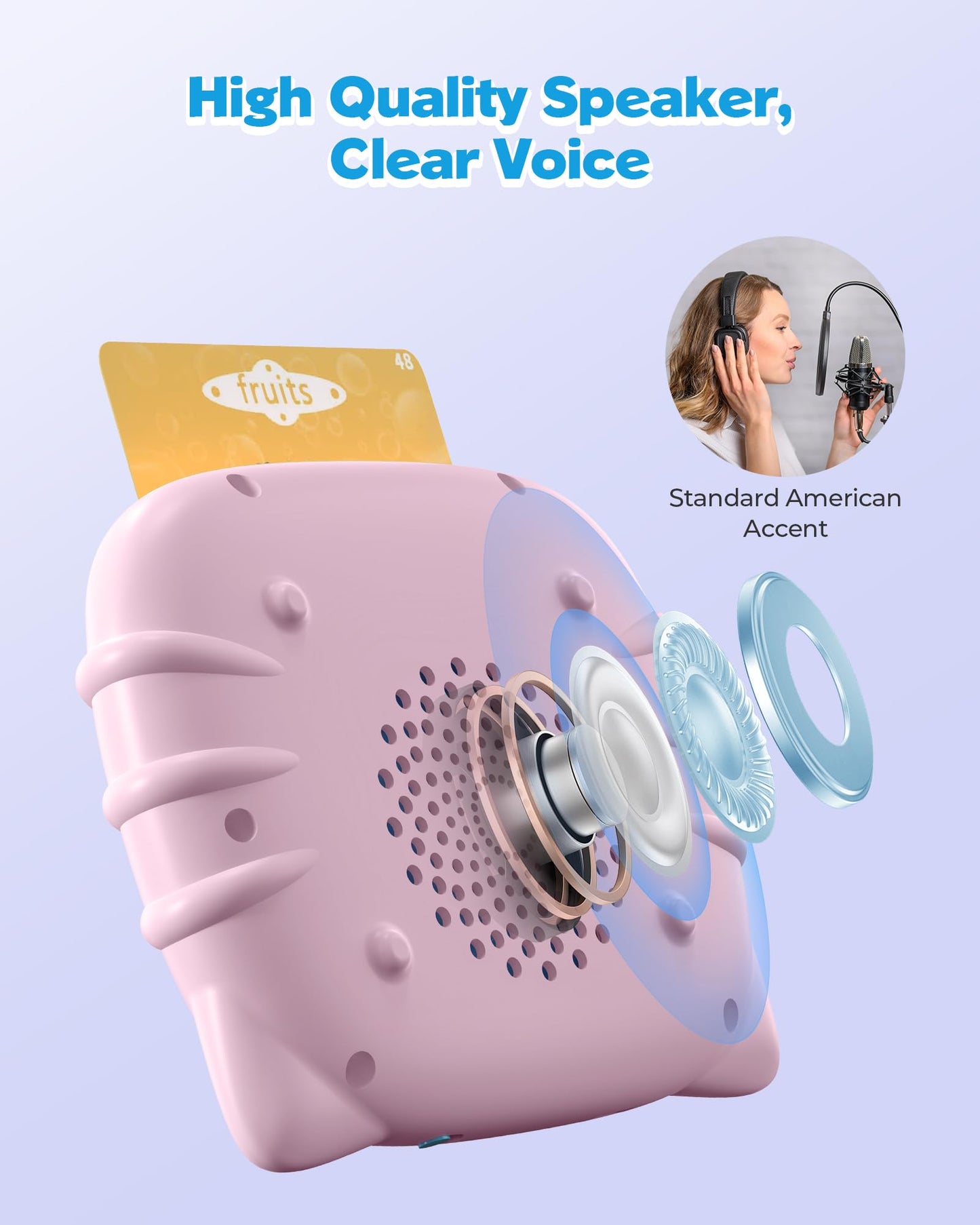 Pink Talking Flash Cards For Toddler 1 2 3 4 Year Olds, Language Learning Toys, Pocket Speech Therapy Toys, Autism Toys, Montess