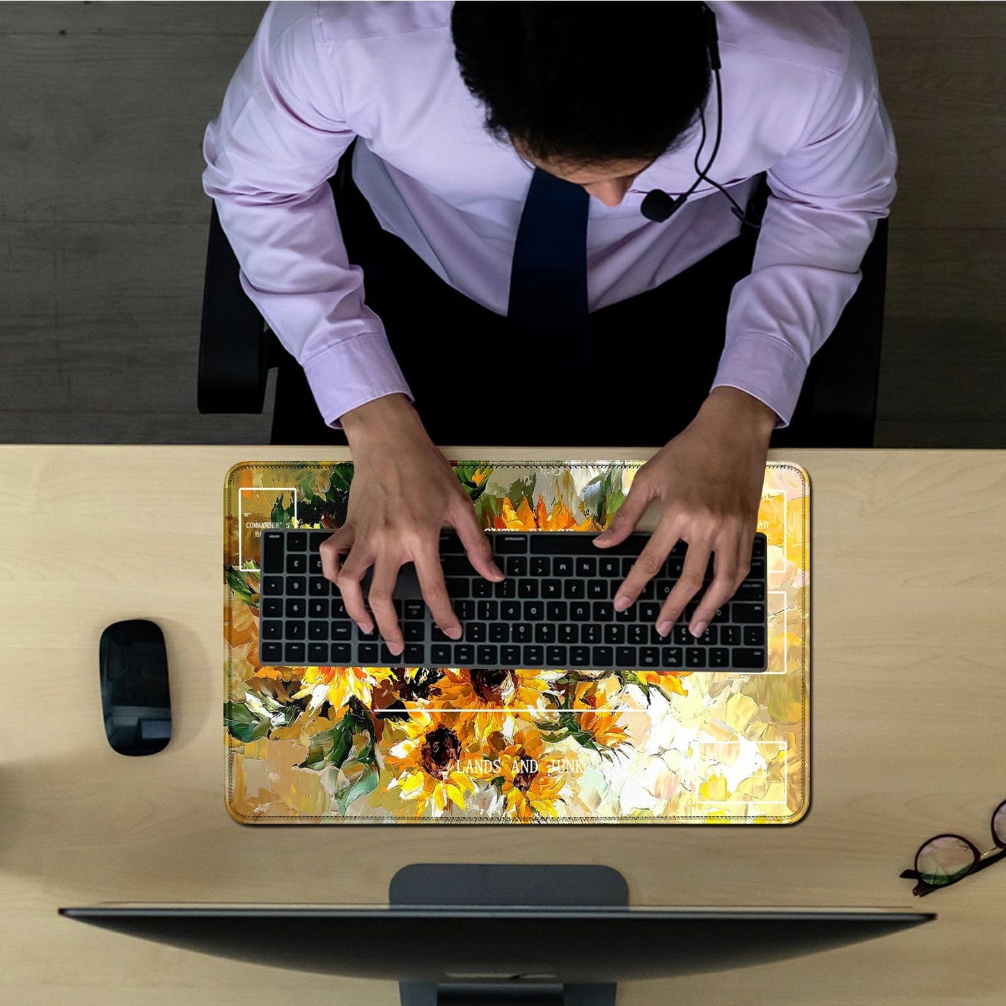 Rwutytiul Yellow Sunflower Card Playmat 24 X 14 Inch With Tube Bag, Card Gameplay Desk Mat For Commander Deck, Mtg, Rpg, Ccg, Tc