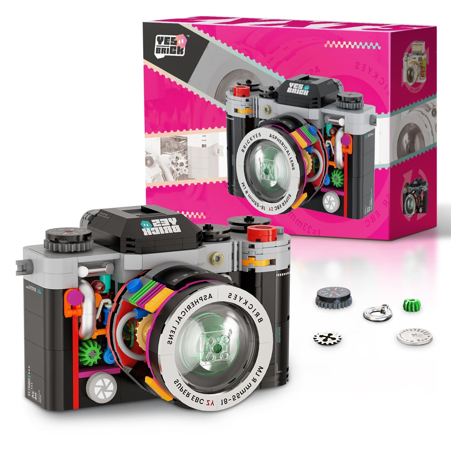 Vziimo Retro Camera Mini Building Set For Adults, Black Classic Vintage Camera Model, Creative Gifts Toys For Boys Girls 8-12 (556 Pcs)