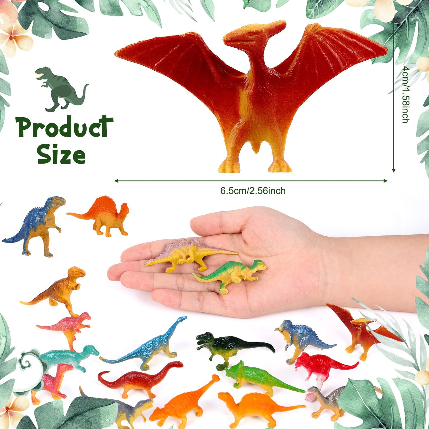 300 Pcs Mini Dinosaur Figures Kids Birthday Gifts Mini Dinosaur Toys Bulk Dinosaur Cupcake Toppers Small Plastic Educational Fig