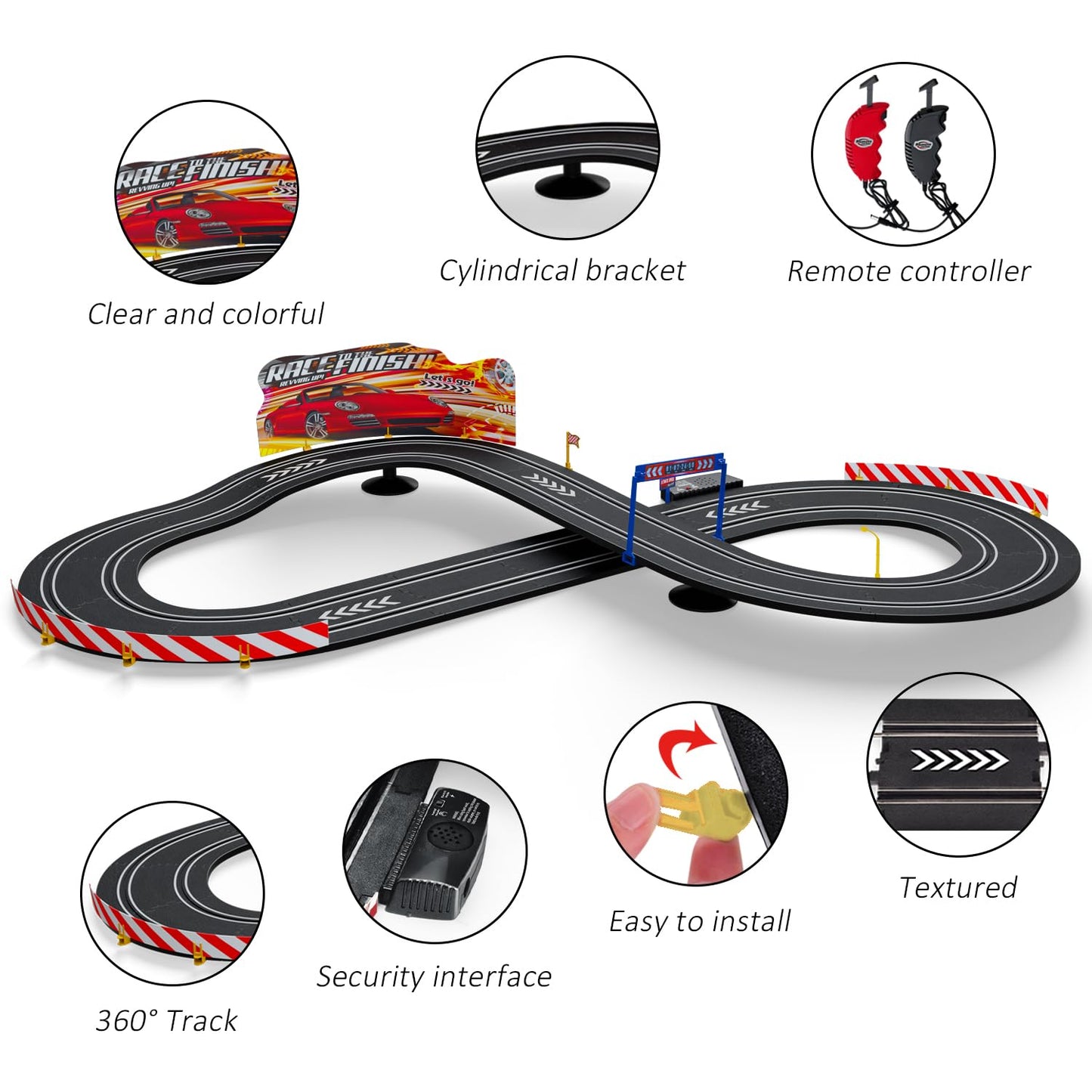 Rcovasc Kids Toy-Electric Powered Slot Car Race Track Set, Hot Wheels Track, Race Track Car Garage, Boys Toys, Race Tracks For Kids Ages 4-8, For 5 6 7 8-12 Year Old Boy Girl Best Gifts