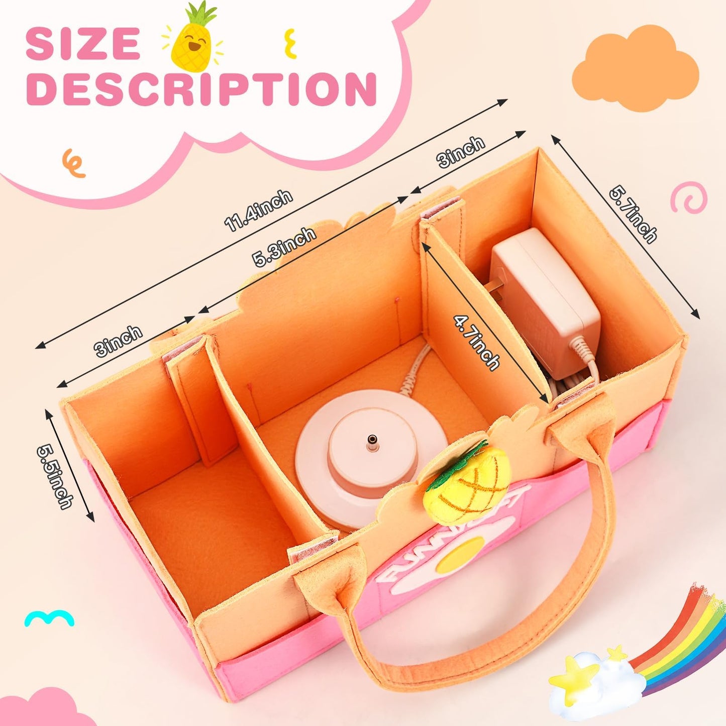 Pisosn Portable Carrying Case Compatible With Toniebox Starter Set And Tonies Figurines,Travel Felt Cloth Musical Toy Folding Bag For Toniebox Accessories (Pink Pattern)