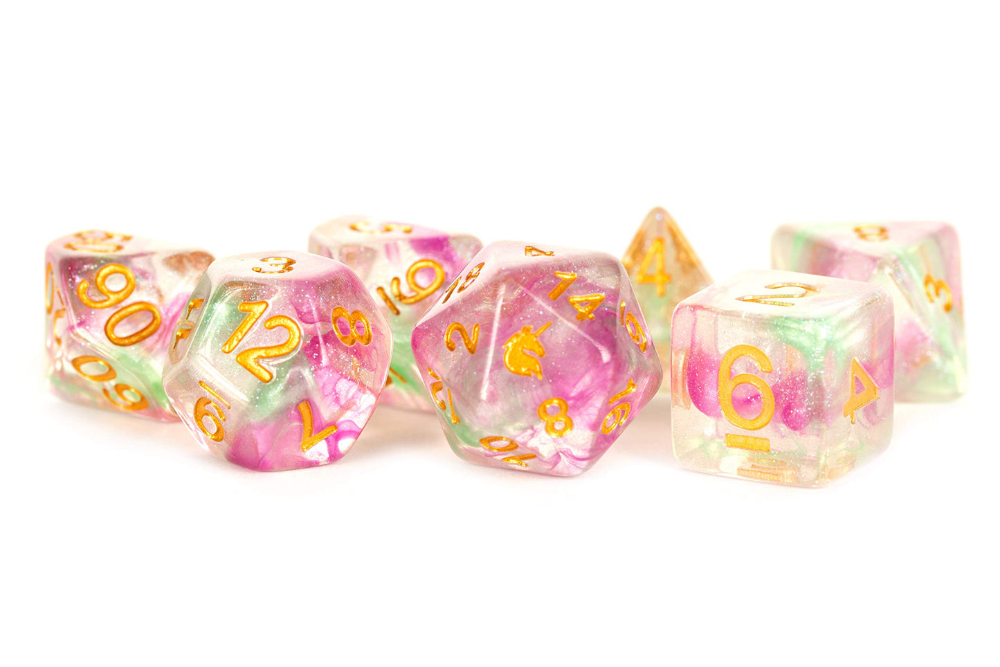 Metallic Dice games LIc719 Unicorn-celestial Blossom Dice - 7 Piece