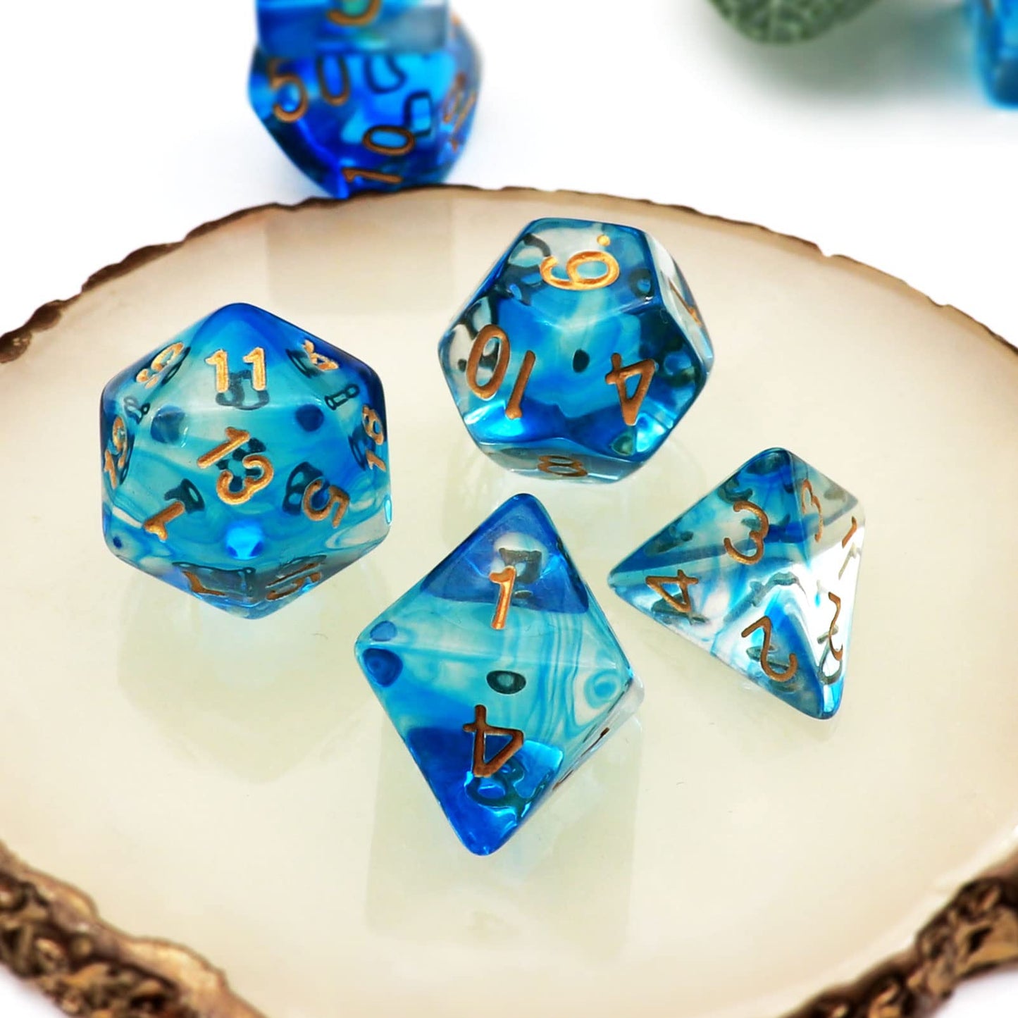 Haxtec 11 Piece Dice Set Extra D6 D20 Compatible with Dungeons and Dragons 5e RPG Games-Blue Cloud