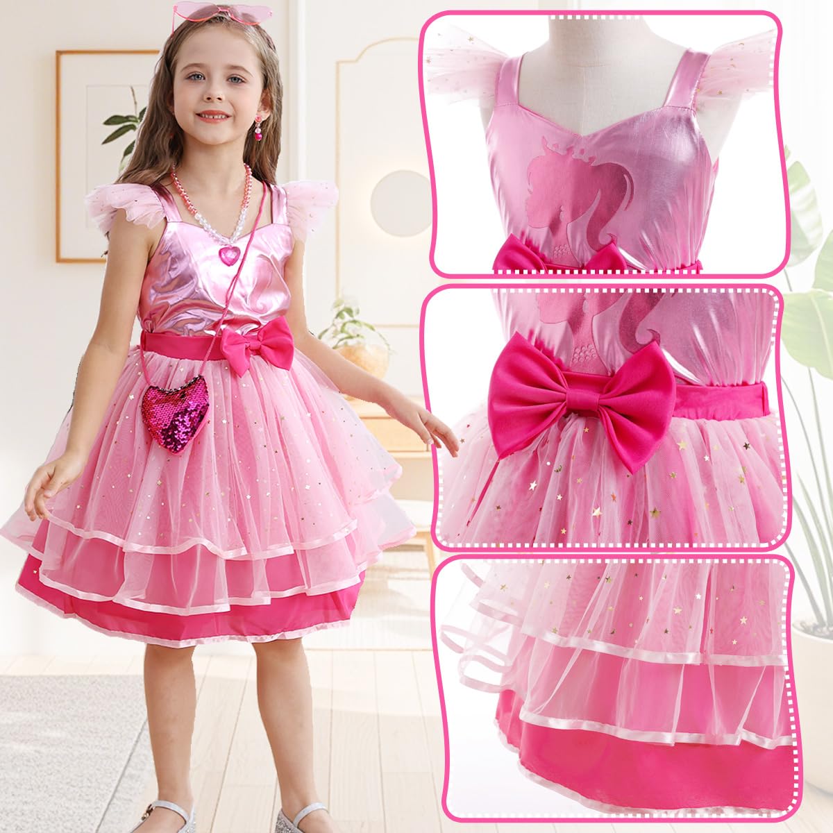 Itvti Girls Pink Cosplay Costume Dress Halloween Carnival Party Costumes With Accessories, 2-3 Years(Tag 100)