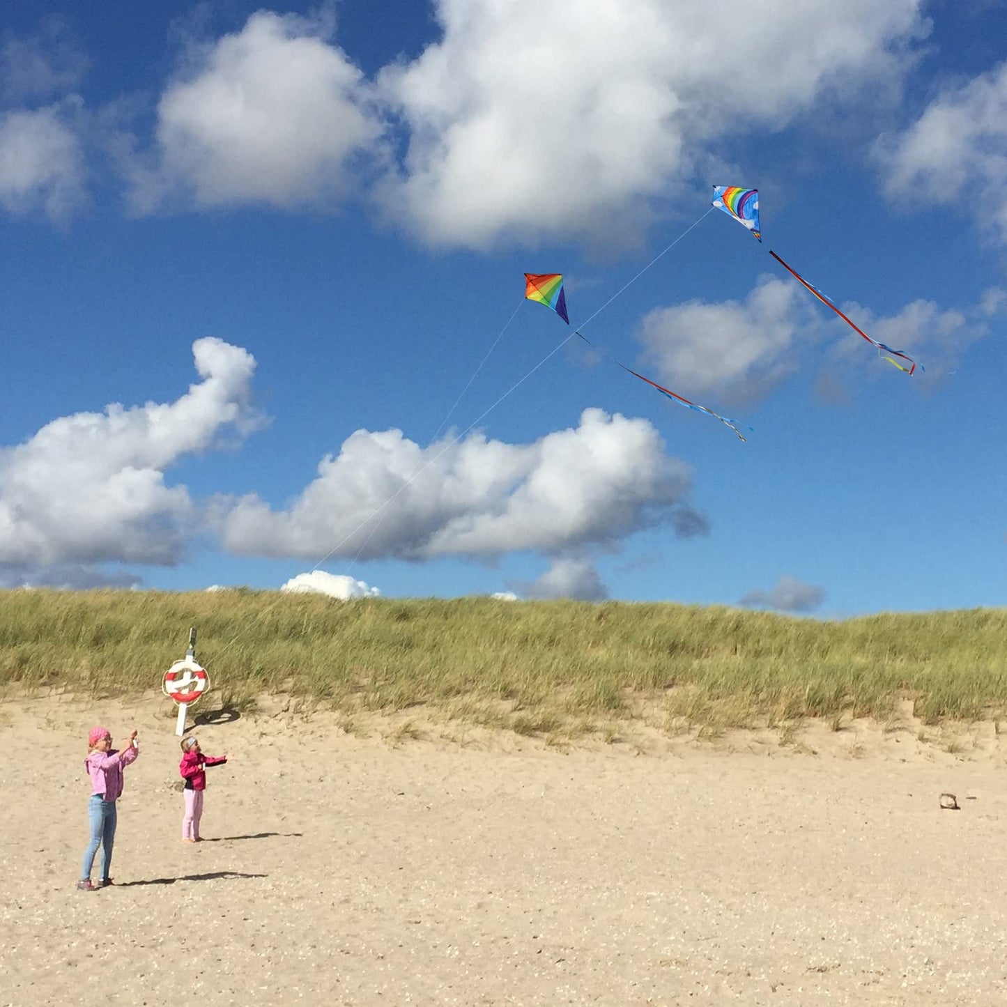 Kaiciuss 2 Pack Diamond Rainbow Kites for Kids, Beach Kite for Boys and Girls, Easy Flying for Toddlers and Beginners, Comes wit