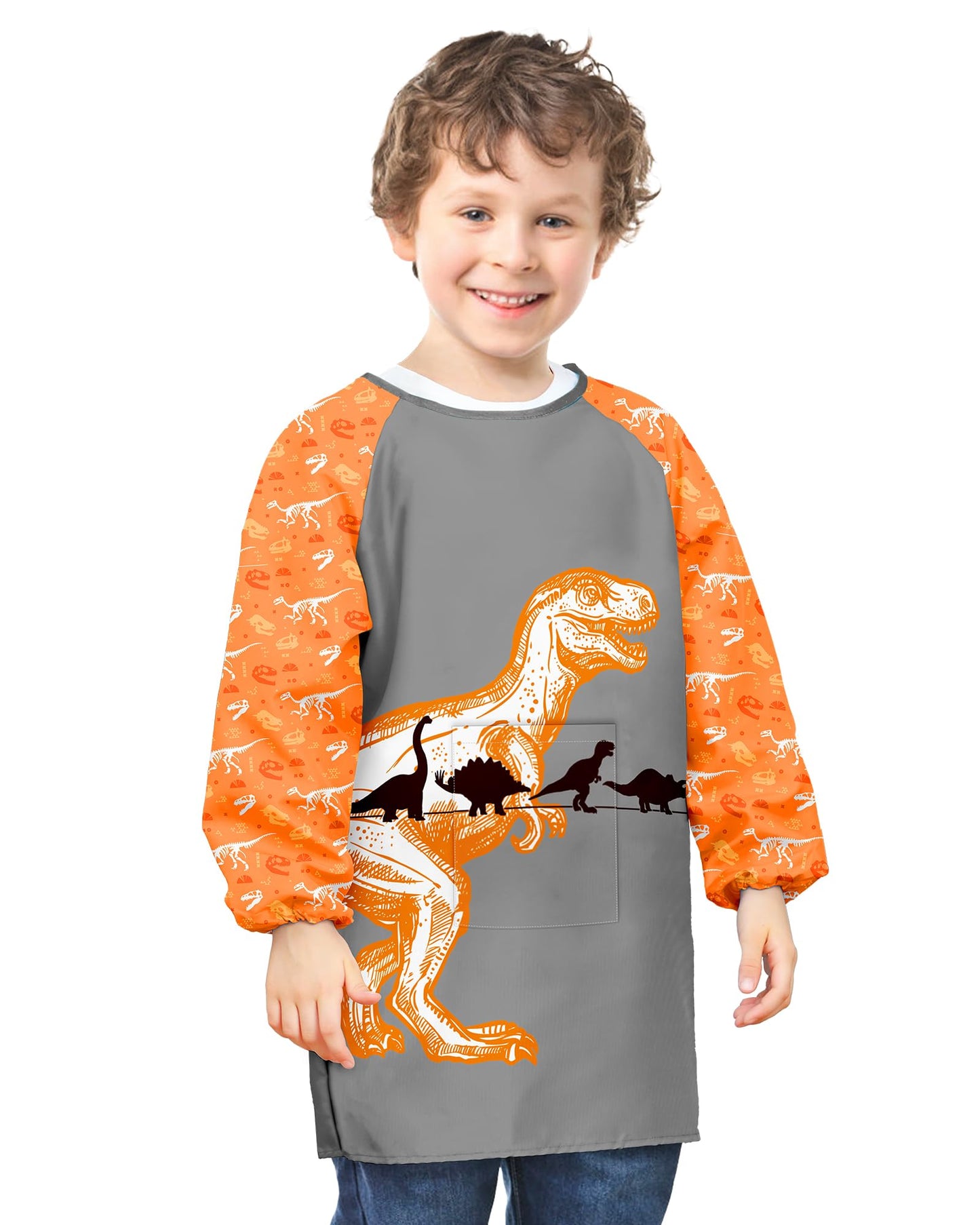 Pashop Kids Art Smocks Unicorn Waterproof Painting Smock For Girls Boys Long Sleeve Knee Length Artist Smock With Pocket (Yellow