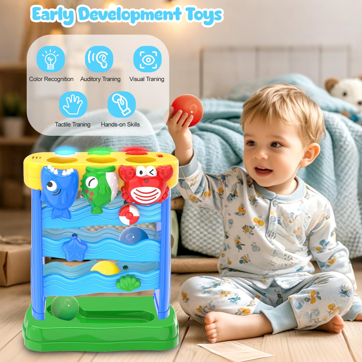 Aurotops Toddler Toys Interactive Musical Baby Toys, Light & Sound Montessori Toys For 1 2 3 Years Old, Learning Toys For Toddle