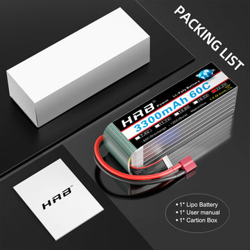 HRB 1pack 6S Lipo Battery 3300mAh 22.2V 60C RC Lipo Battery Compatible with RC Car Airplane Helicopter Quadcopter Truck Boat