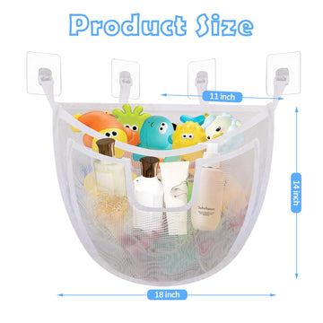Docmon Bath Toy Storage, Large Capacity Bath Toy Holder With Buttom Zipper, Quick Release Bathtub Toy Storage With Large Pocket,