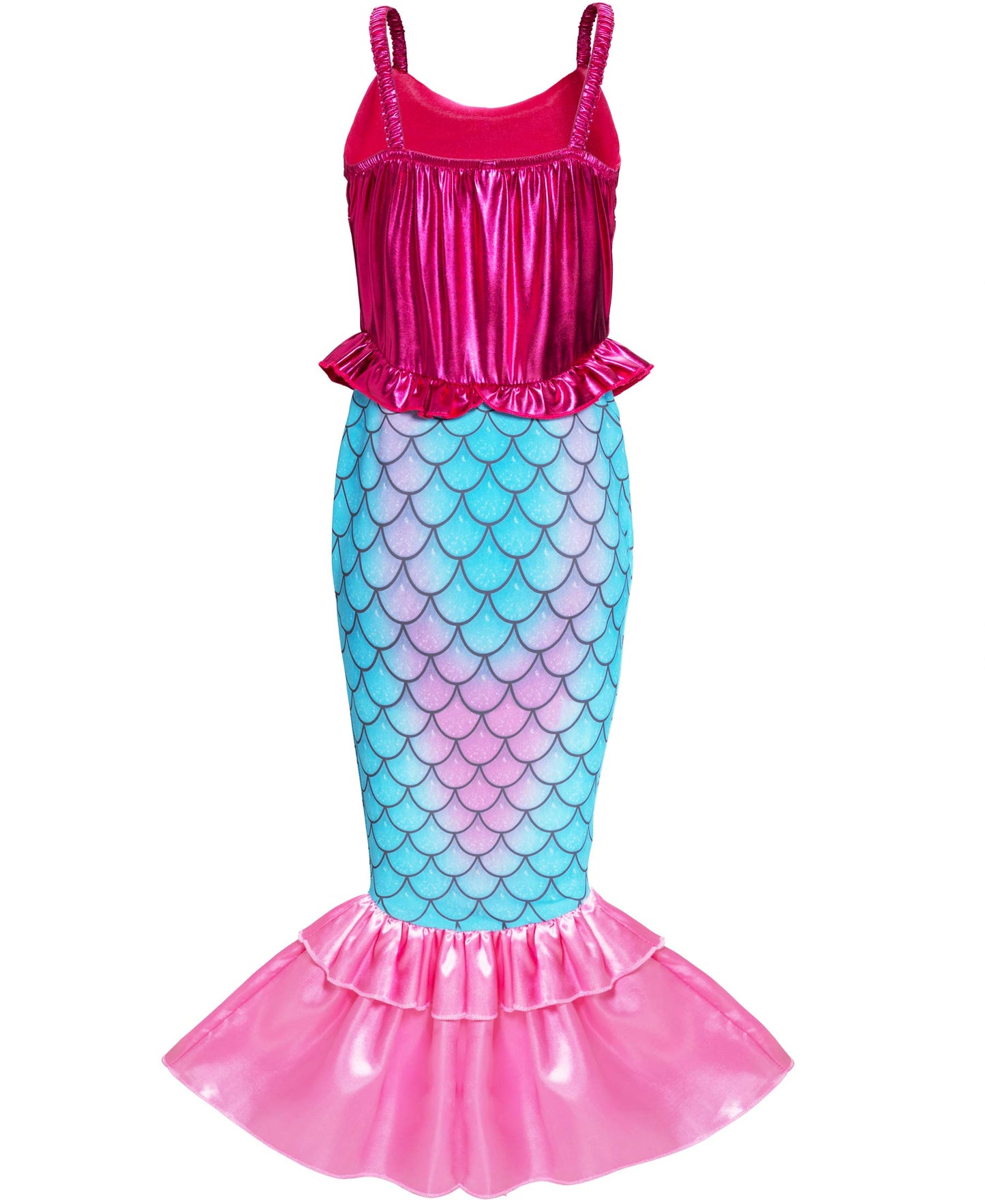 Funna Little Mermaid Costume For Girls Princess Dress Up With Accessories Wig Pink, 10 Years