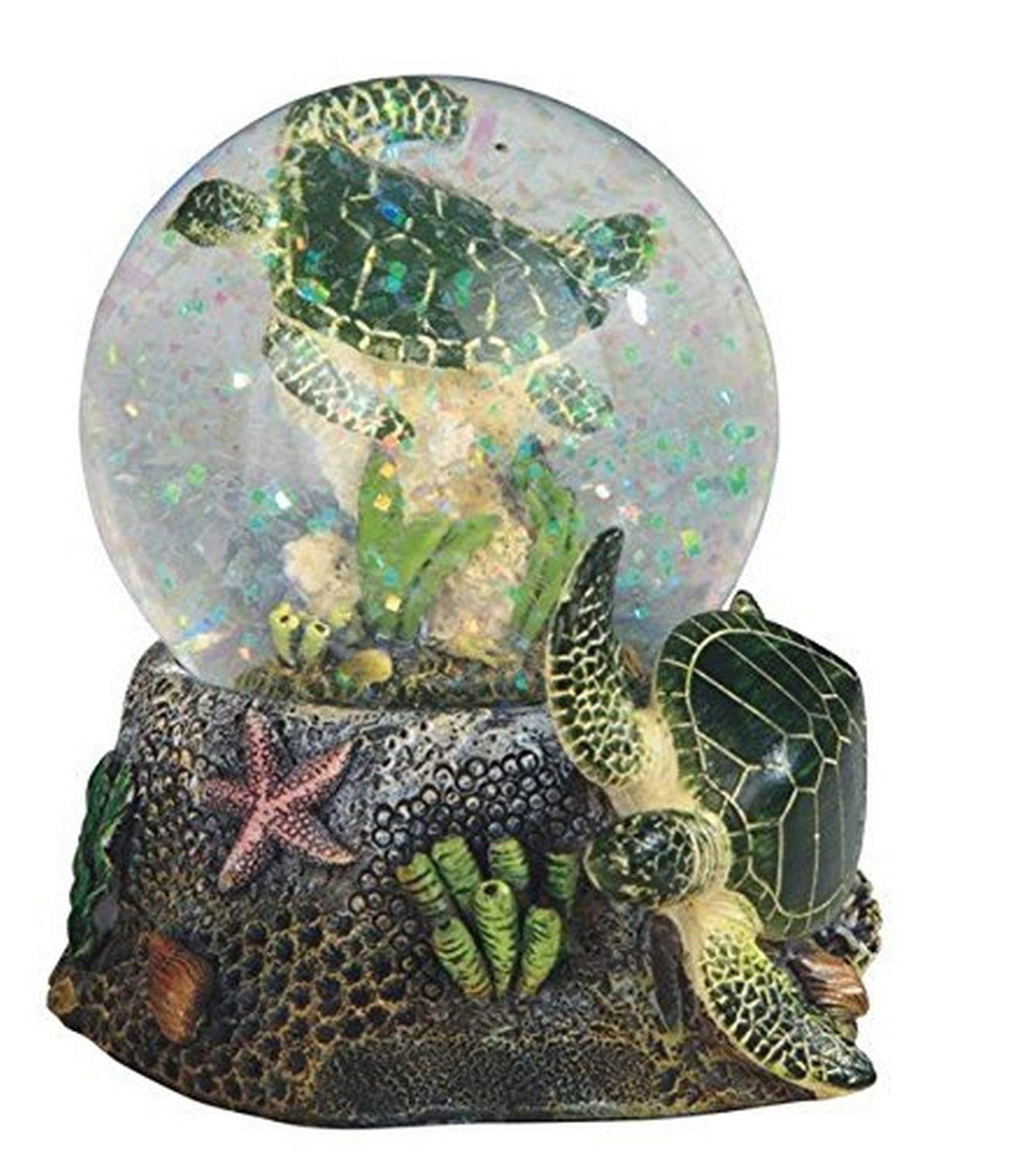 Stealstreet 3.75 Inch Marine Life Snow Globe With Sea Turtle Statue Figurine Collectible, 3.75', Green