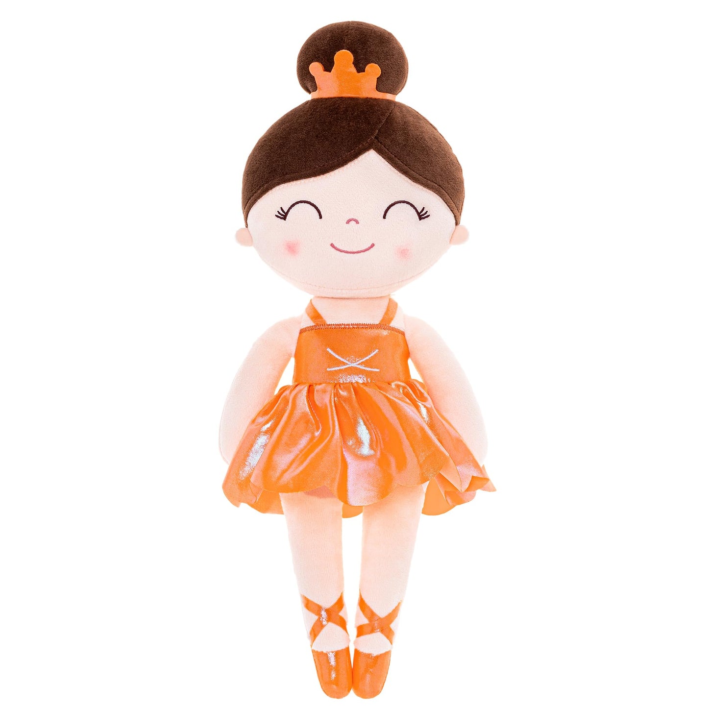 Gloveleya Baby Doll Ballerina Doll Girl Gift Ballerina Plush Soft Doll Colorful Haze Gold Ballet Series-Orange 13 Inch With Gift Box