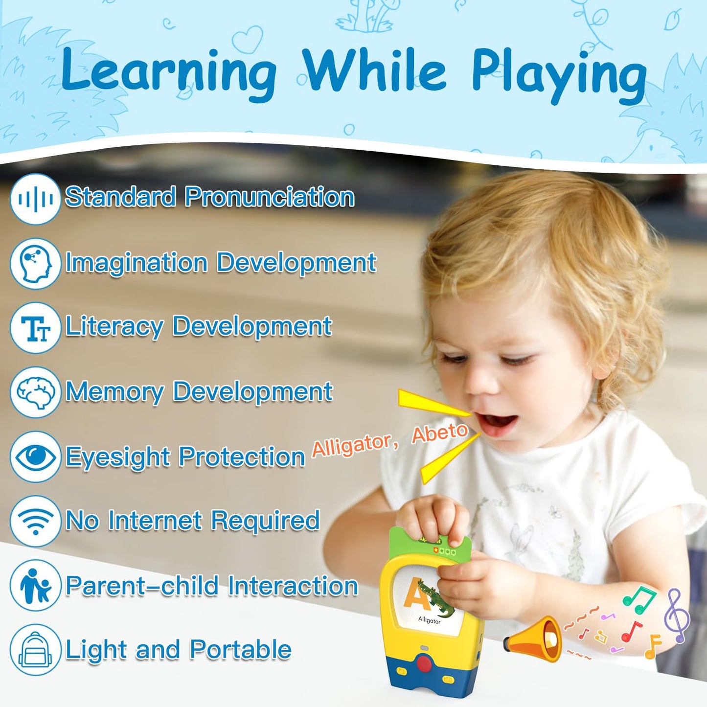 Toddler Talking Flash Cards With 400 Sight Words Toddler Toys For 1 2 3 4 5 Year Old Boys And Girls-Montessori Toys,Speech Therapy,Autism Sensory Toys Learning Educational Toys