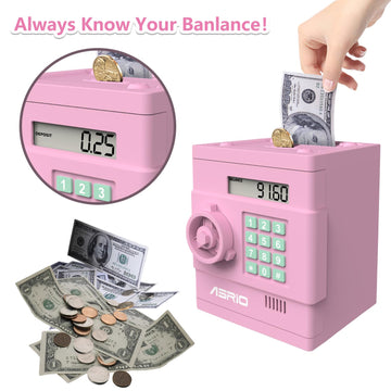 Electronic Piggy Bank For Kids, Cash Coin Can Atm Bank, Kids Banks For Real Money, Electronic Atm Machine Password Cash Coin, To