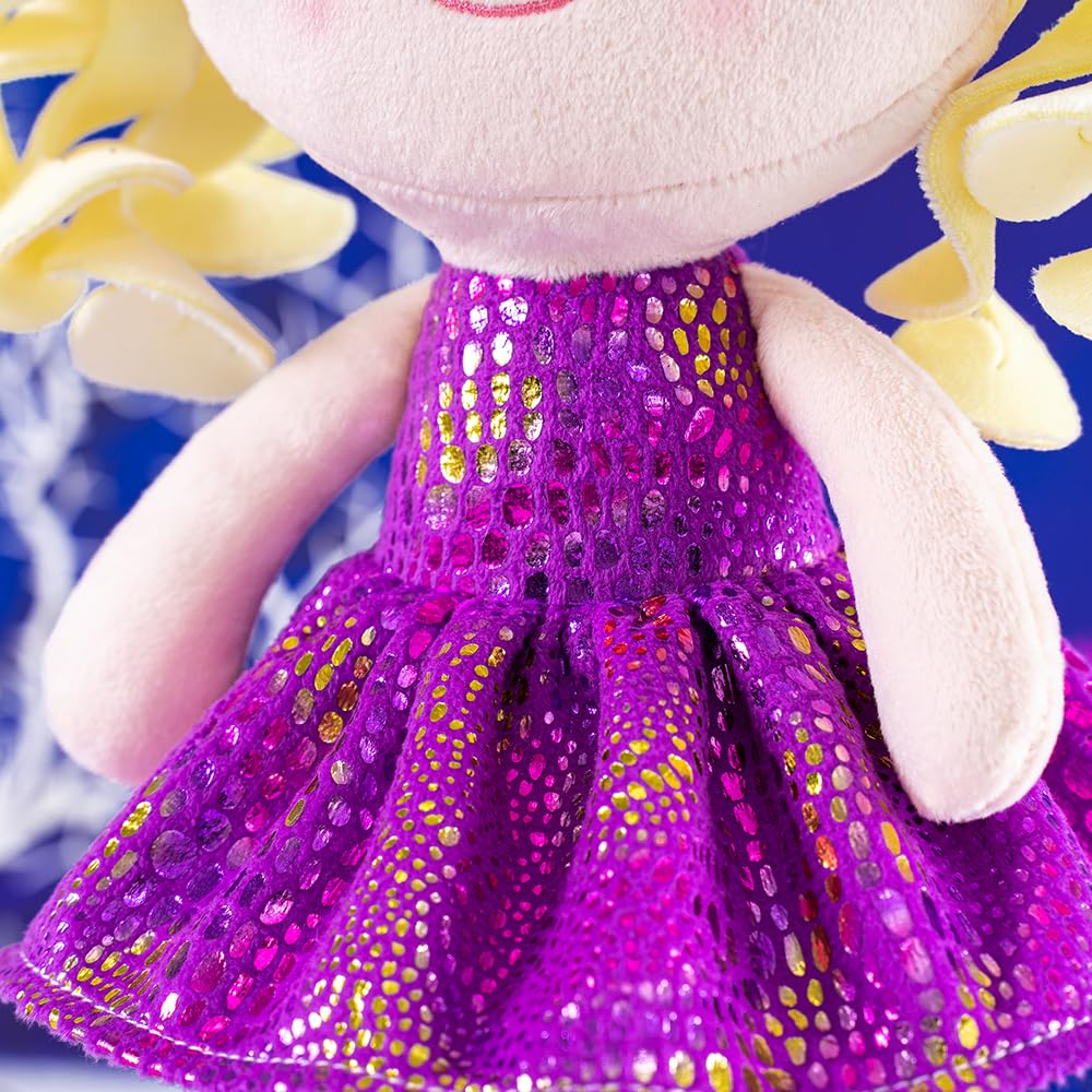 Gloveleya Soft Dolls Plush Figure Skin Glitter Purple Dress Baby Doll Gift 12Inches