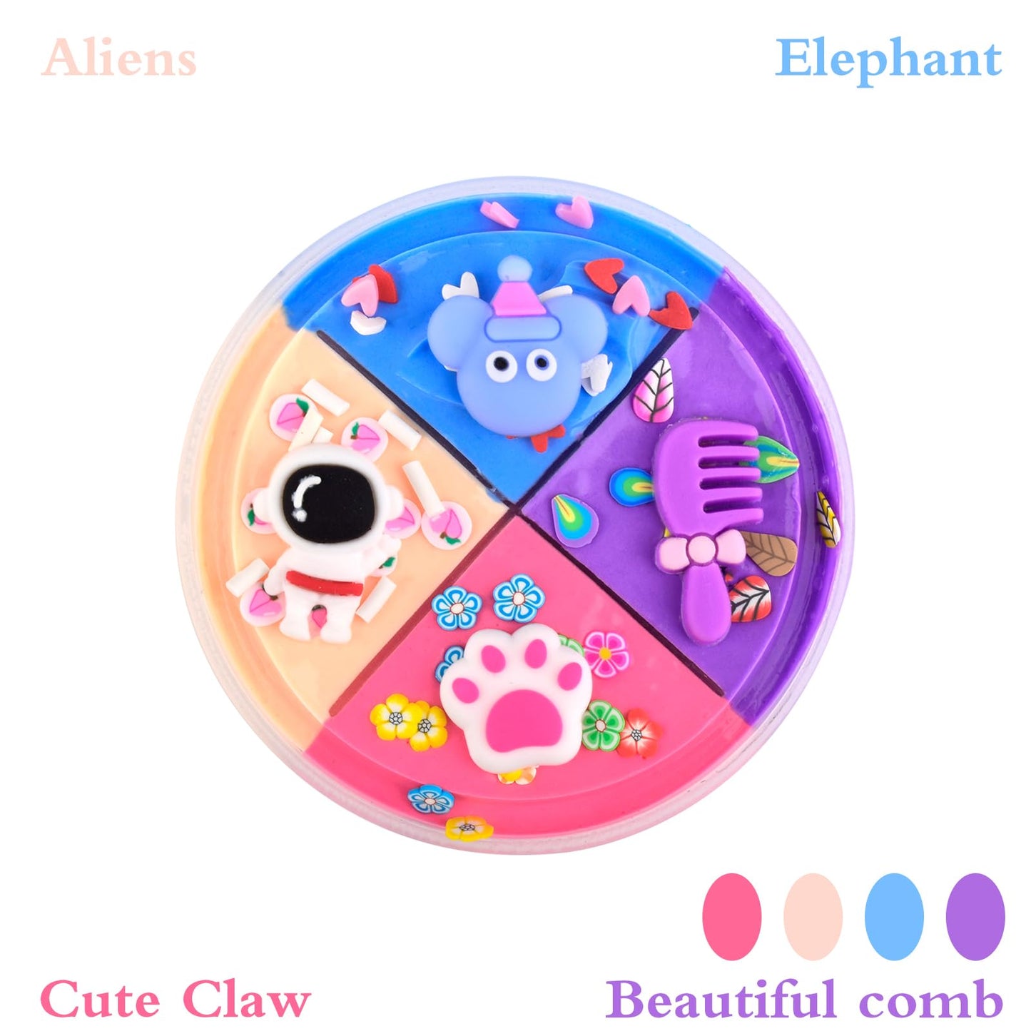 2 Pack Four Color Slime Toy - Candy Bag Packaging Butter Slime With Eight Cute Charms Included,Super Soft & Non-Sticky,Education