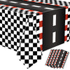 4 Pcs Racing Car Plastic Tablecloths Car Theme Disposable Party Tablecloths Black Checkered Flag Table Covers Racetrack Rectangu