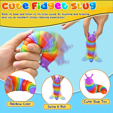 Sensory Toys For Autistic Kids, Autism Squishy Fidget Toys Slug Quiet Fidgets Classroom Calm Down Travel Essential For Toddler A