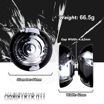 MAGICYOYO Pack of 2 Responsive Yoyos - N11 Black Silver & K2 Blue Pink Yellow, Includes Unresponsive Bearings, 2 Bags & 12 Strings