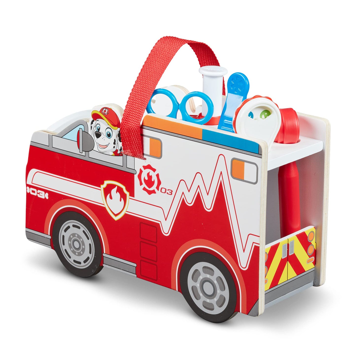 Melissa & Doug PAW Patrol Marshall's Wooden Rescue EMT Caddy (14 Pieces) - PAW Patrol Take-Along Pretend Play First Responder Re