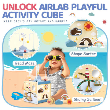 Wooden Activity Cube Montessori Toys For 1 Year Old Toddlers 12 Months + Toddler Learning Toys 1-3 Boys Girls Baby Sensory Interactive Birthday Gift