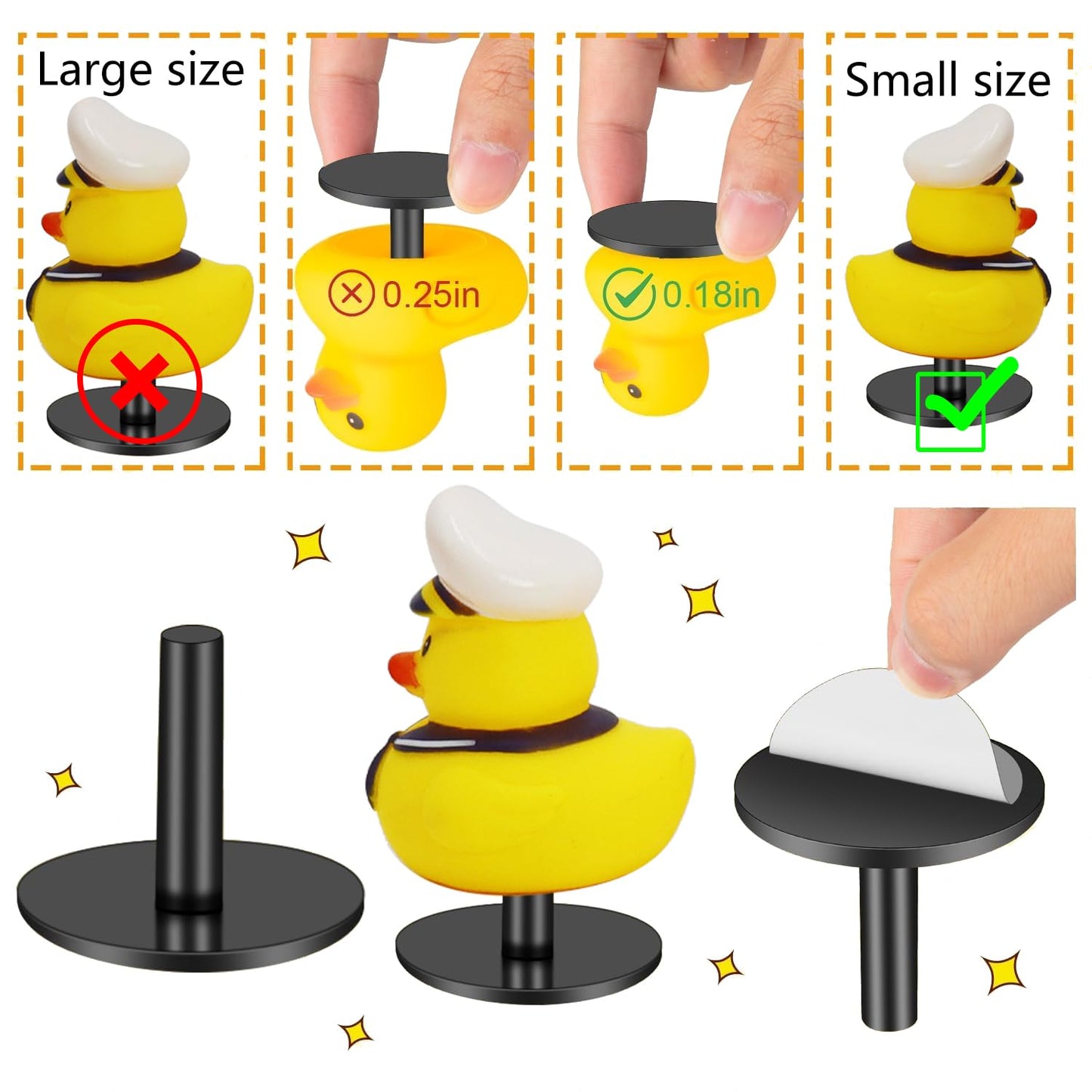 Duck Plug - 12Pcs Plastic Duck Holder Car, Rubber Duck Plug Ducks Display Fixed Mount Duck Holder, Self-Adhesive Duck Holder For