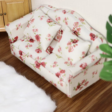 Dollhouse Couch Miniature Sofa With Pillows Dollhouse Living Room Funiture 1:12 Model 3 Pcs High Simulation Upholstered Armchair