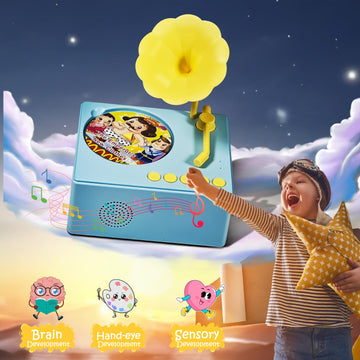 Kids Gramophone With 96 Learning Cards, Toddler Gramophone Music Toy, Kids Phonograph Toddler Record Player, Kids Gramophone, Ch
