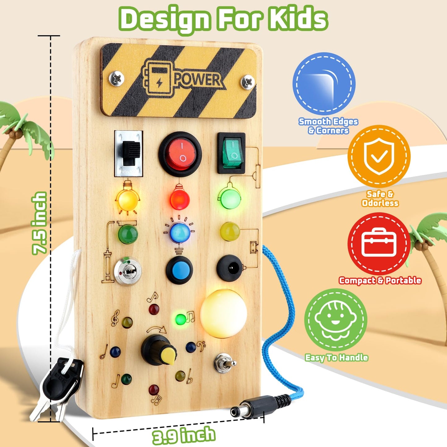 Toddler Toys Busy Board With Led Light, Preschool Learning Activities Sensory Toys For Toddlers 1-3,Montessoti Toys 1 2 3 Year O