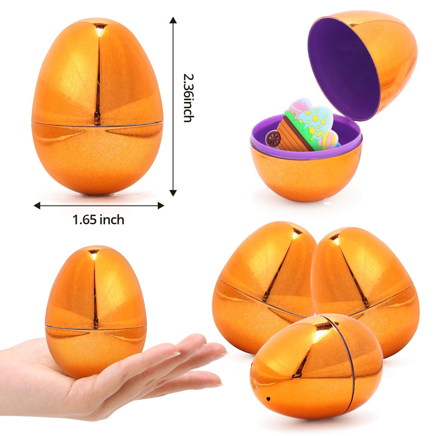 Skirfy Fillable Easter Eggs 2.36'' Inch (36 Pack) With Hinge Bulk Colorful Bright Plastic Easter Eggs, Perfect For Easter Egg Hu