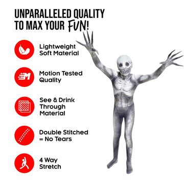 Morphsuits Kids Rake Costume, Medium Gray Spandex Halloween Outfit, Model KLMTRM
