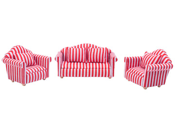 Fateanuki 1 12 Scale Doll House Furnitures 3Pc Sofa Miniature Dollhouse Toy Parlor Bedroom Decoration Accessories(Blue-White Flo