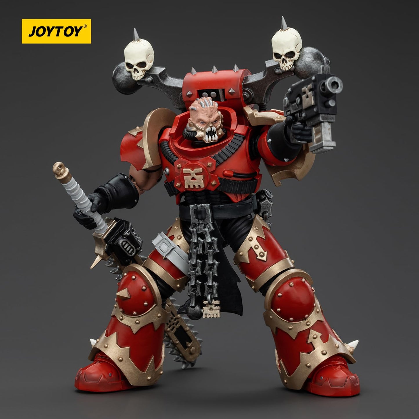 Joytoy Warhammer 40K World Eaters, World Eaters Khorne Berzerker With Eviscerator Chainsword 1/18 Action Figure, Dedicated To Yo