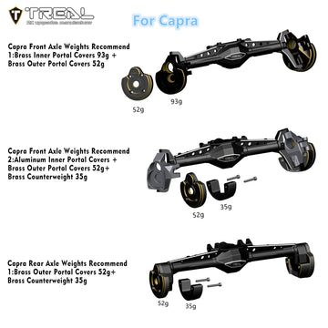 Treal Brass Inner Portal Covers Front Steering Knuckles For Axial Capra And Scx10 Iii-Black