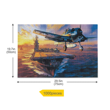 Jigsaw Puzzle 1000 Pieces - Military Warships And Fighter Plane Puzzles For Adults Teens - Relaxing Artwork Landscape Jigsaw Puzzle