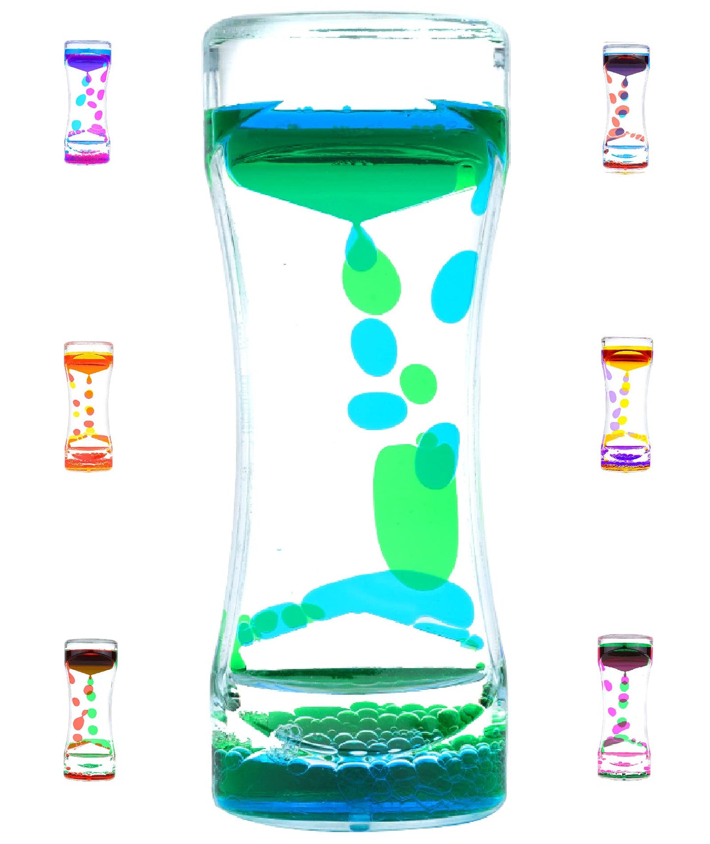 Liquid Motion Bubbler Timer Diamond Shaped Liquid Timer For Fidget Toy,Autism Toys, Children Activity, Calm Relaxing,Penguin Desk Toys And Home Ornament (Blue And Green-Ordinary)
