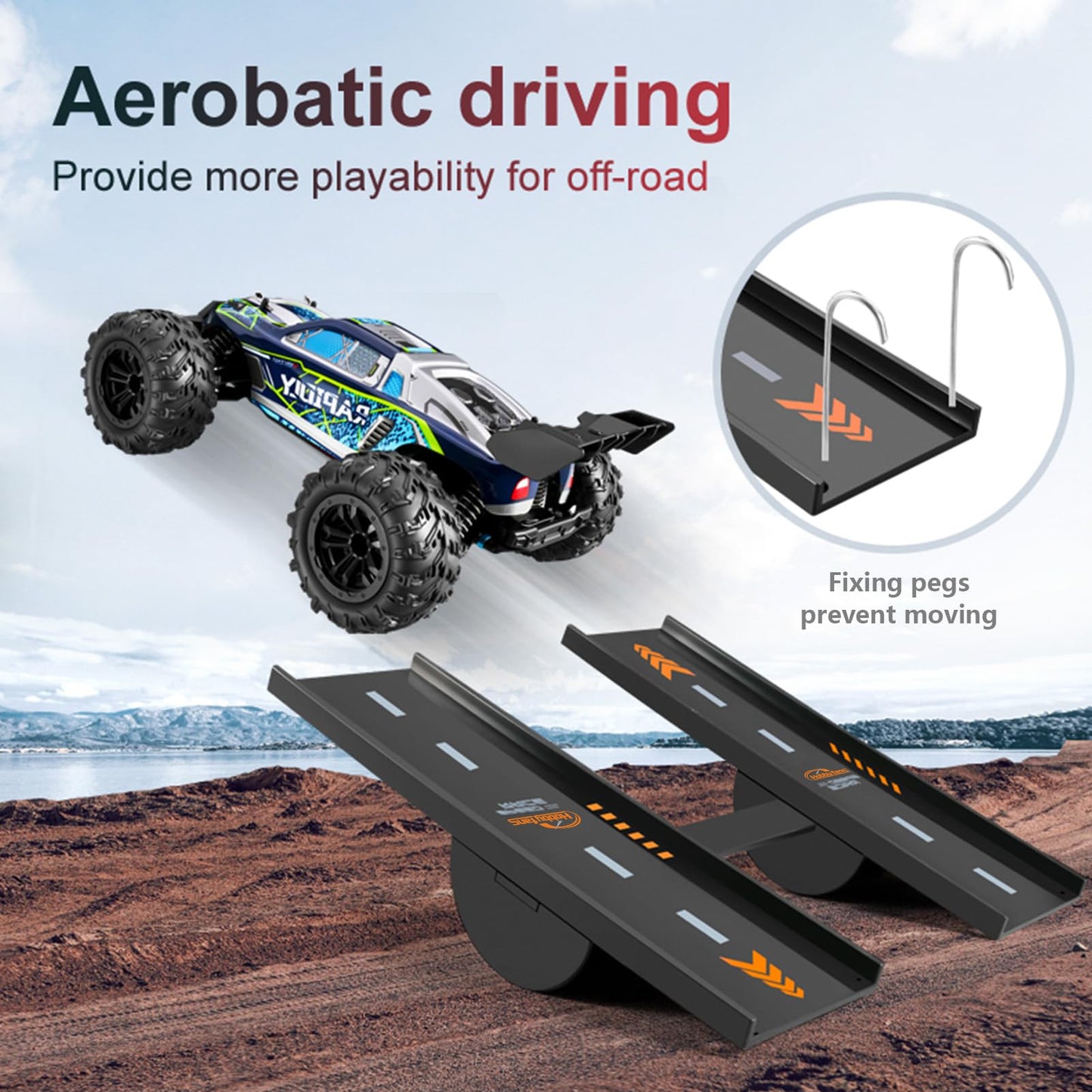 Hobby Fans RC Car Jump Ramp RC Car Takeoff Board RC Stunt Playset for 1/8 1/10 1/12 1/14 1/16 RC Crawler Car Accessories