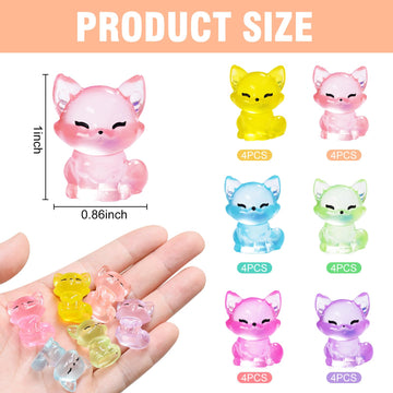 Homico 24 Pieces Mini Fox Animals Luminous Mini Resin Animals Tiny Fox For Dollhouse Micro Fairy Garden Landscape Aquarium Birth