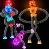 Pop Tubes Led Robot 4 Pcs Light Up Fidget Tubes Sensory Toys Robot Telescopic Suction Cup, Toddler Autism Stress Relief Toys Sto