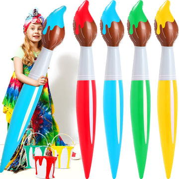 Vercanmonth 4 Pcs 43.3 Inch Giant Inflatable Paint Brushes Large Blow Up Colored Paintbrushes Set Art Paint Brushes For Kids Sum