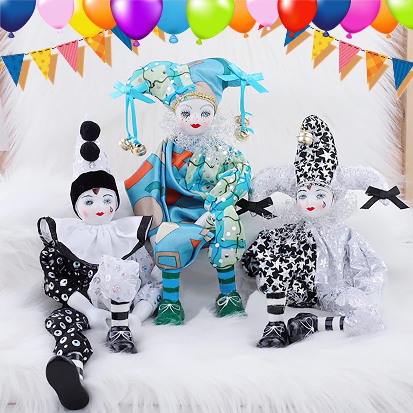 Maxyoung 16 Inch Porcelain Clown Doll Vintage Dolls Figurine, Collectible Figure, Hand Painted Toy, Christmas Halloween Birthday Gift, Twisted Body