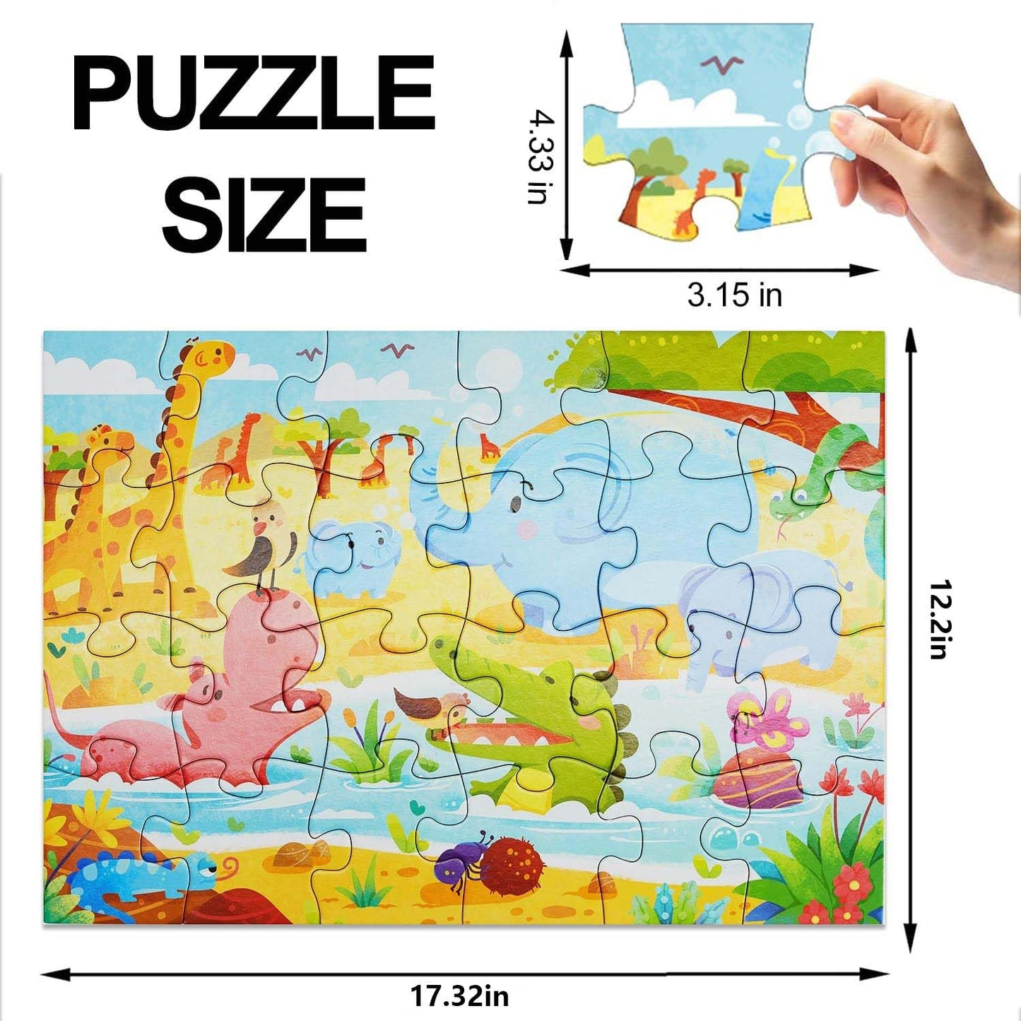 Jumbo Floor Puzzle for Kids, Large Jigsaw Puzzles 24 Piece for Kids Ages 3-5,Preschool Learning & Education Toys, Gifts for 4-8
