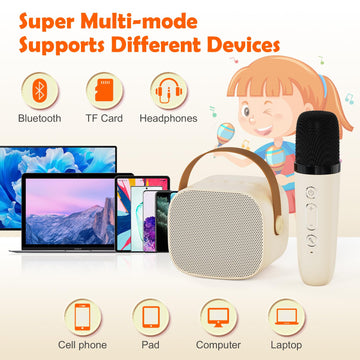 Jungle Monster Mini Karaoke Machine, 4 Magic Voices Mini Karaoke Machine With 2 Wireless Microphones, Wireless Karaoke Machine F