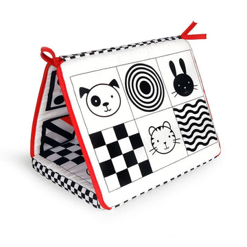 Genius Baby Toys Tummy Time Mirror For Babies 0-6 Months - Double-Sided With High Contrast Images - Baby Floor Mirror Can Be Use